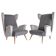 Pair of grey velvet armchairs in the style of Gio Ponti.