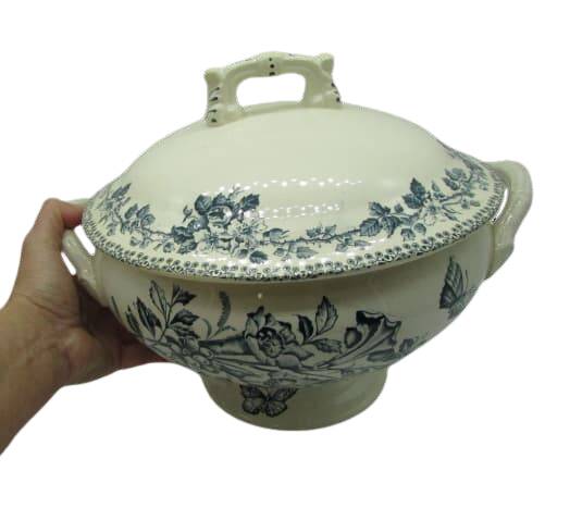 soup tureen Badonviller Théophile Fenal jasmine and butterflies decor