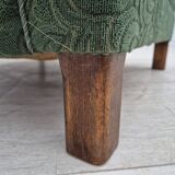 Fauteuil danois des années 1960, état d'origine, tissu d'ameublement, pieds en bois de hêtre.