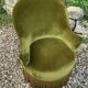 Vintage green velvet toad armchair