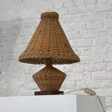 Wicker and wood lamp from the 1950s