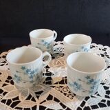 4 porcelain forget-me-not coffee cups