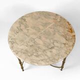 Neoclassical round coffee table, Brass and Marble, France, circa 1960