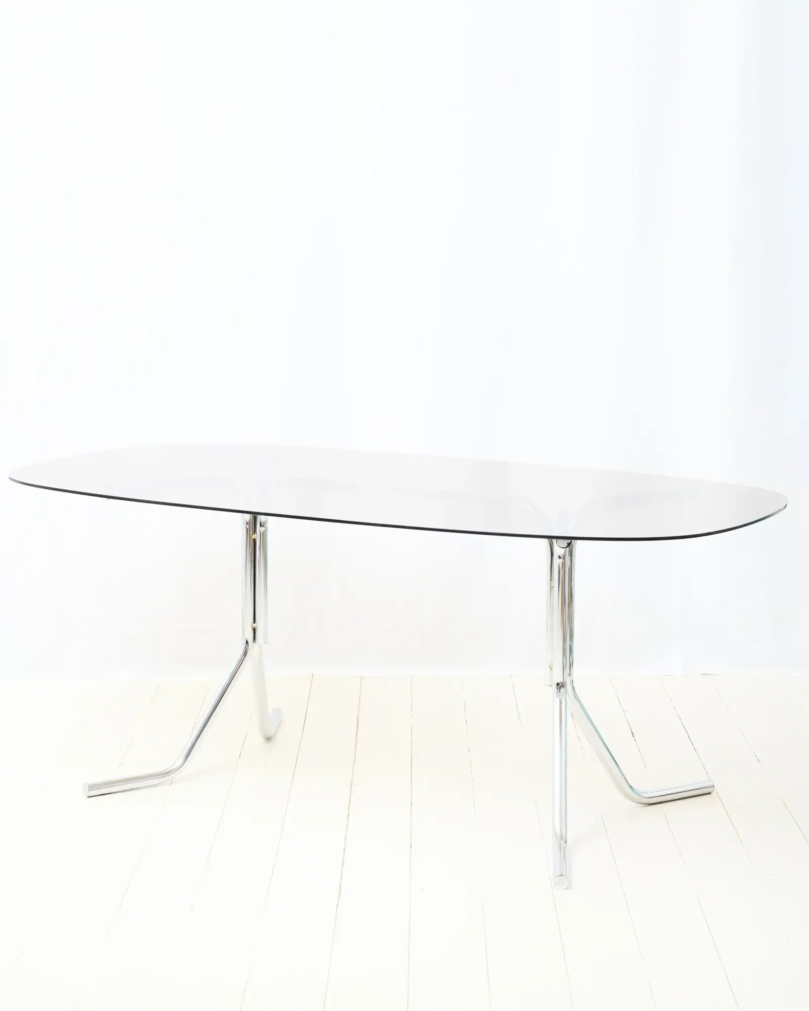 Dining table with tubular chrome base, 1970s