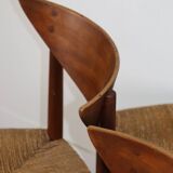 Set of 4 Scandinavian chairs by Peter Hvidt – teak & cord – 1960s