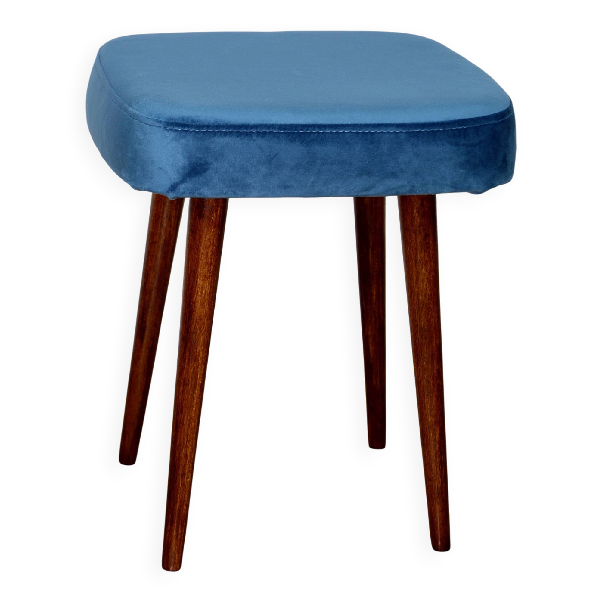Blue square vintage stool PRL 1970s