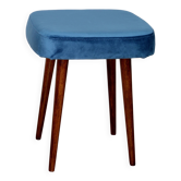 Tabouret vintage bleu carré PRL des années 1970