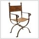 Fauteuil curule en fer forgé et cuir