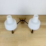 Double opaline and brass wall light from the 50s, lunel, arlus