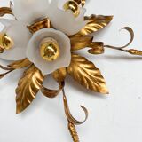 Gold plated XL ceiling lamp or wall lamp from Italy, 1970s