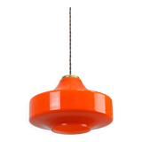 Mid-century italian orange glass & brass pendant lamp