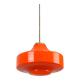 Mid-century italian orange glass & brass pendant lamp