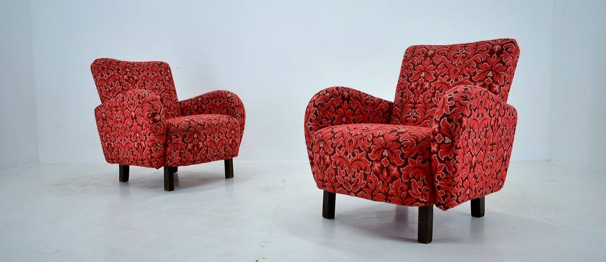 Set of two rare art deco armchairs h-283 by jindřich halabala, 1949s