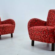 Set of two rare art deco armchairs h-283 by jindřich halabala, 1949s