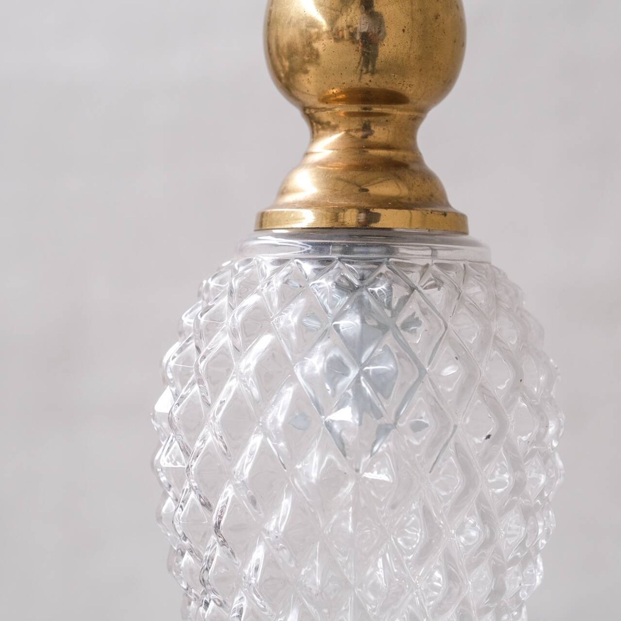 Mid-century brass and glass thin pendant light