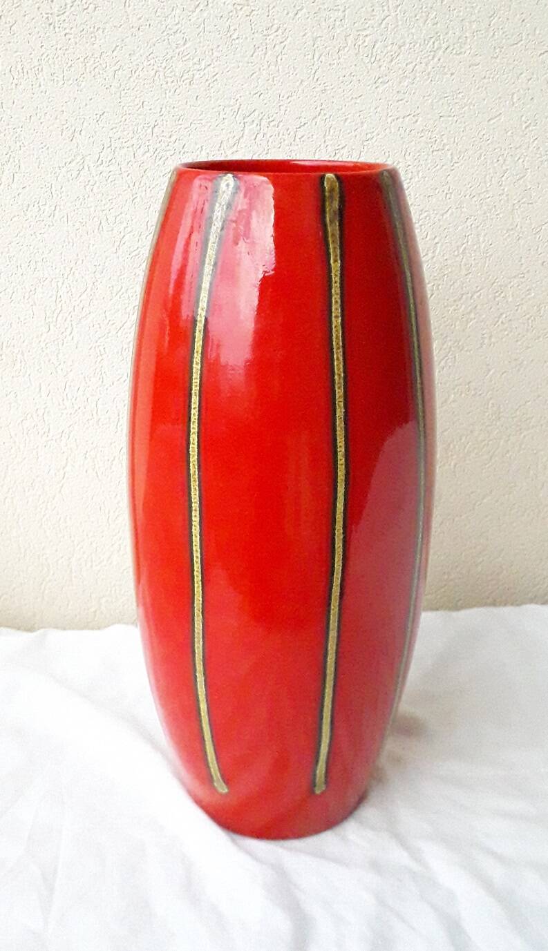 Red ceramic vase