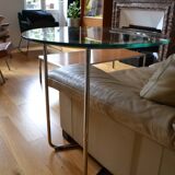 Side table or end table vintage metal and glass