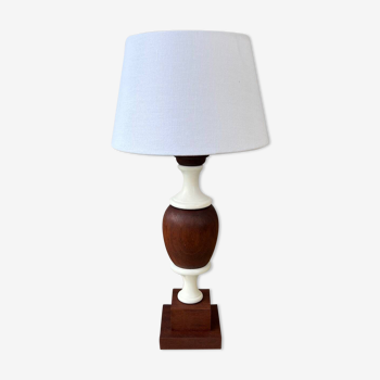 Restored wood & white lamp