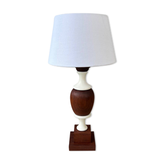 Restored wood & white lamp