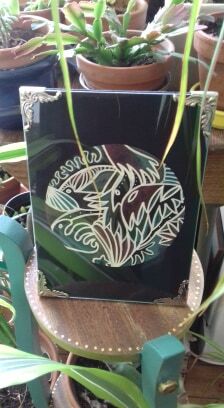 "Tribal green" postcard illustration