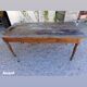 Old farm table turned feet