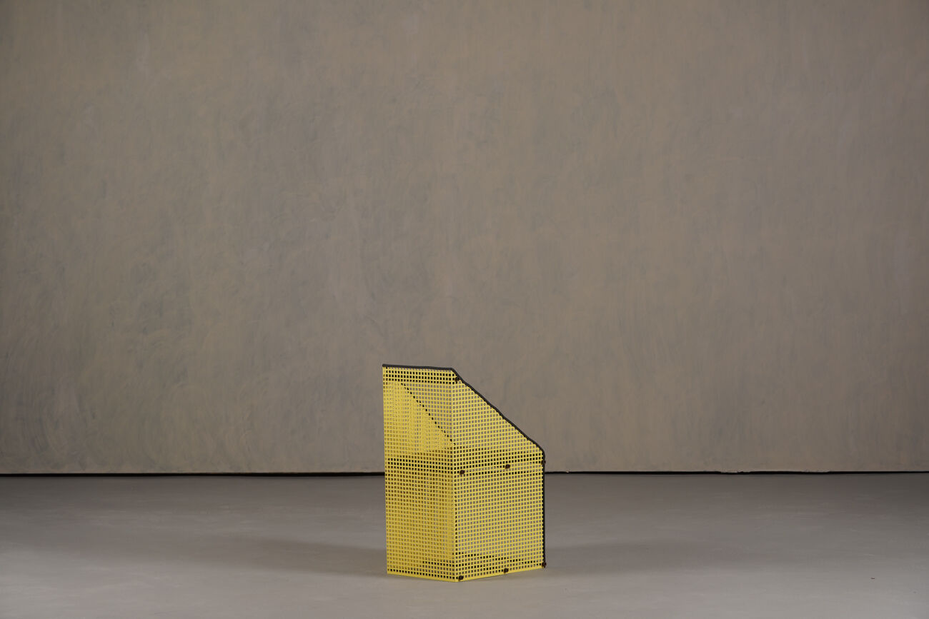 Vintage Memphis yellow metal chair by Peter Preller, Germany 1980s