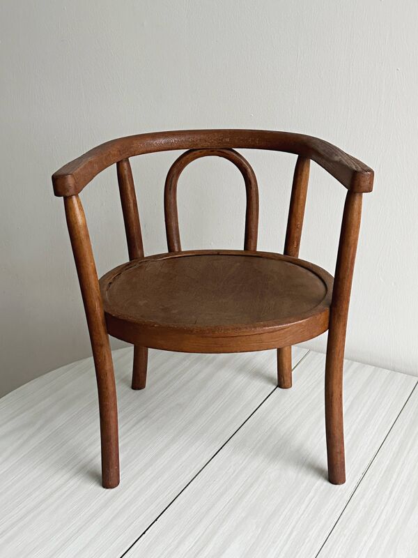chaise enfant bois courbé vintage