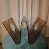 Michel Dumas Smoked Plexiglas Magazine Rack For Roche Bobois