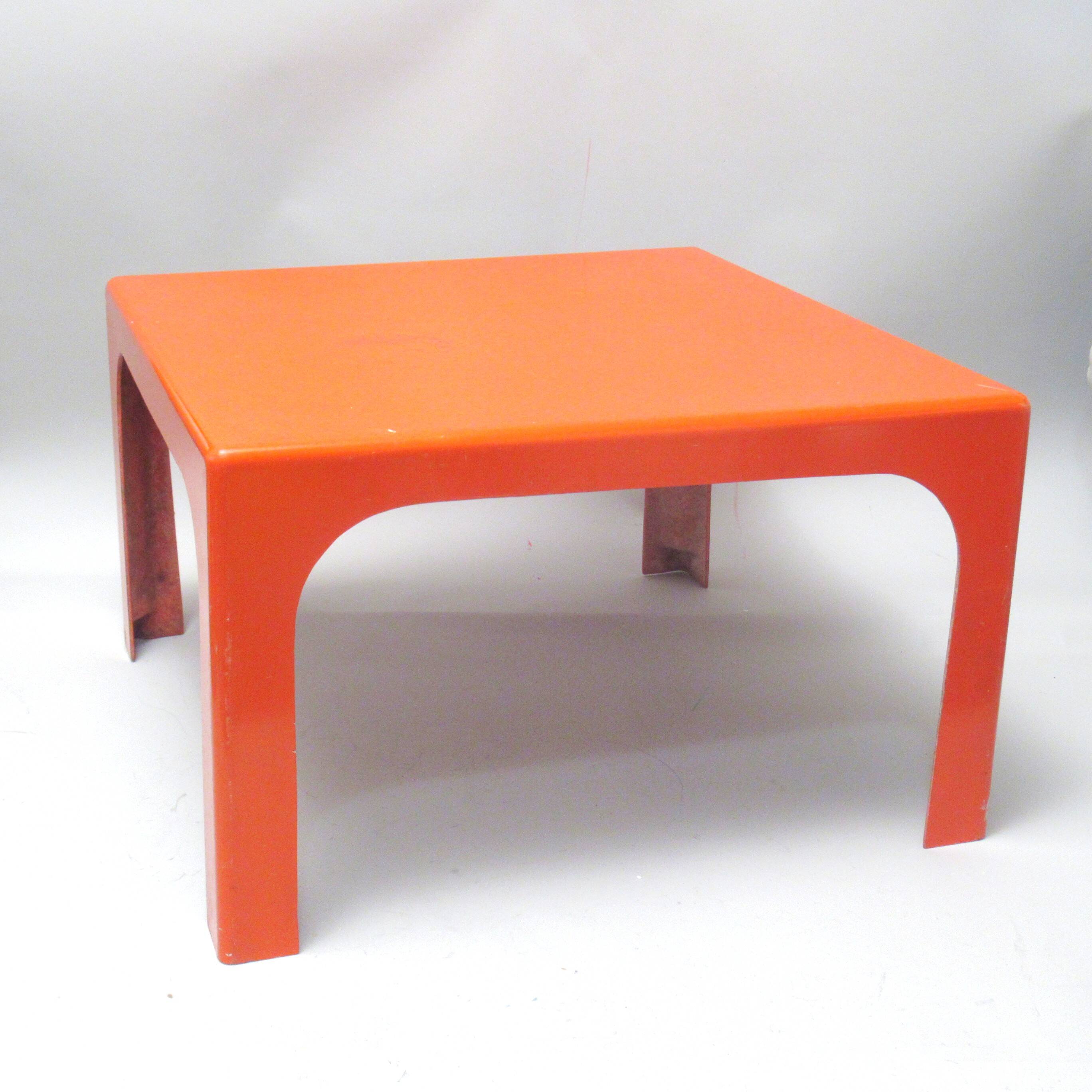 Orange fibreglass coffee table from Prisunic, 1970s.