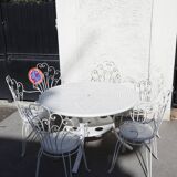Set table + 6 armchairs garden Wrought iron 80s