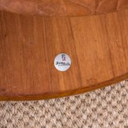 Round coffee table, two levels, danish in teak, brass and cannage