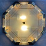 Midcentury brass/glass ceiling lamp/flush mount or wall lamp, 1960s