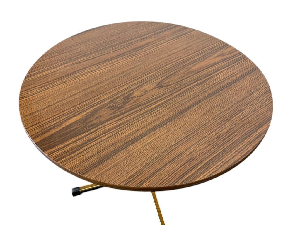 Vintage round side table / side table with black star base