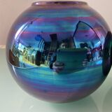 Duo of vintage iridescent ceramic vases from the 70s