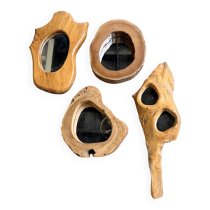Set de 4 miroirs organiques - bois