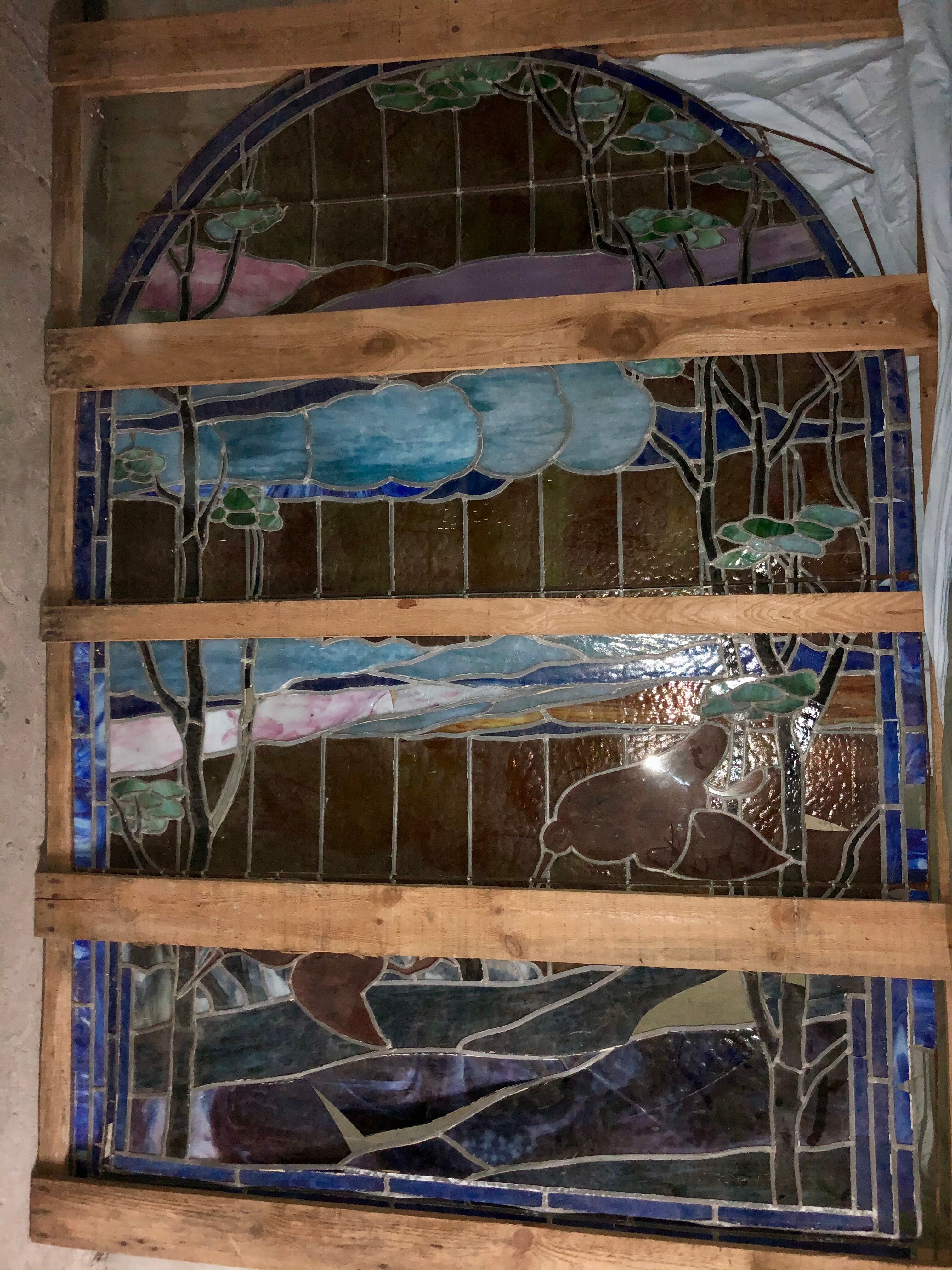 Art deco stained glass window