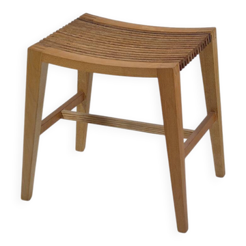 Tabouret minimaliste artisanal vintage en bois