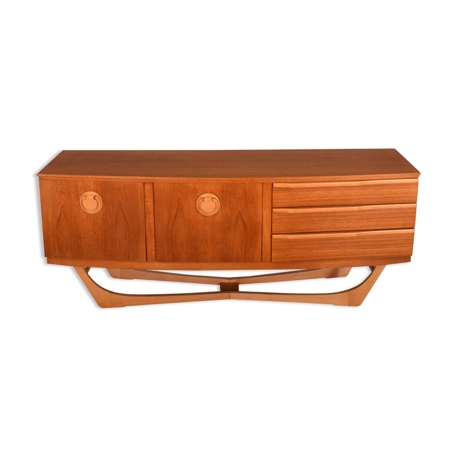 Restored Teak 1960s Retro Beautility Retro X Leg Sideboard