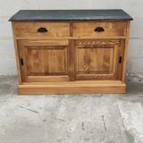 Furniture two sliding doors waxed pine above black patina