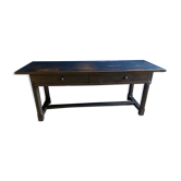 Old black patinated oak farm table 19th