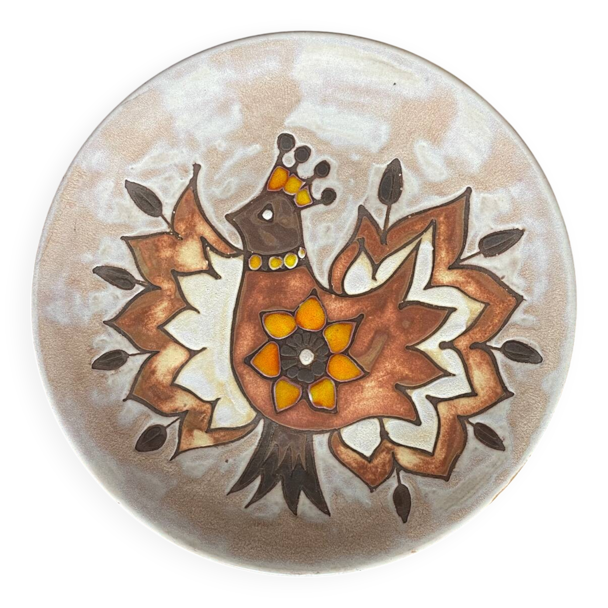 JG Picard Vallauris vintage enamelled ceramic dish from the 60s