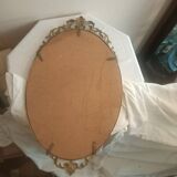 Gilded bronze mirror and screen-printed glass with flower motif