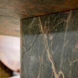 Coffee table in green marble and coral