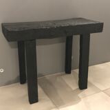 Console bois finition shou-sugi-ban en bois brulé avec traitement