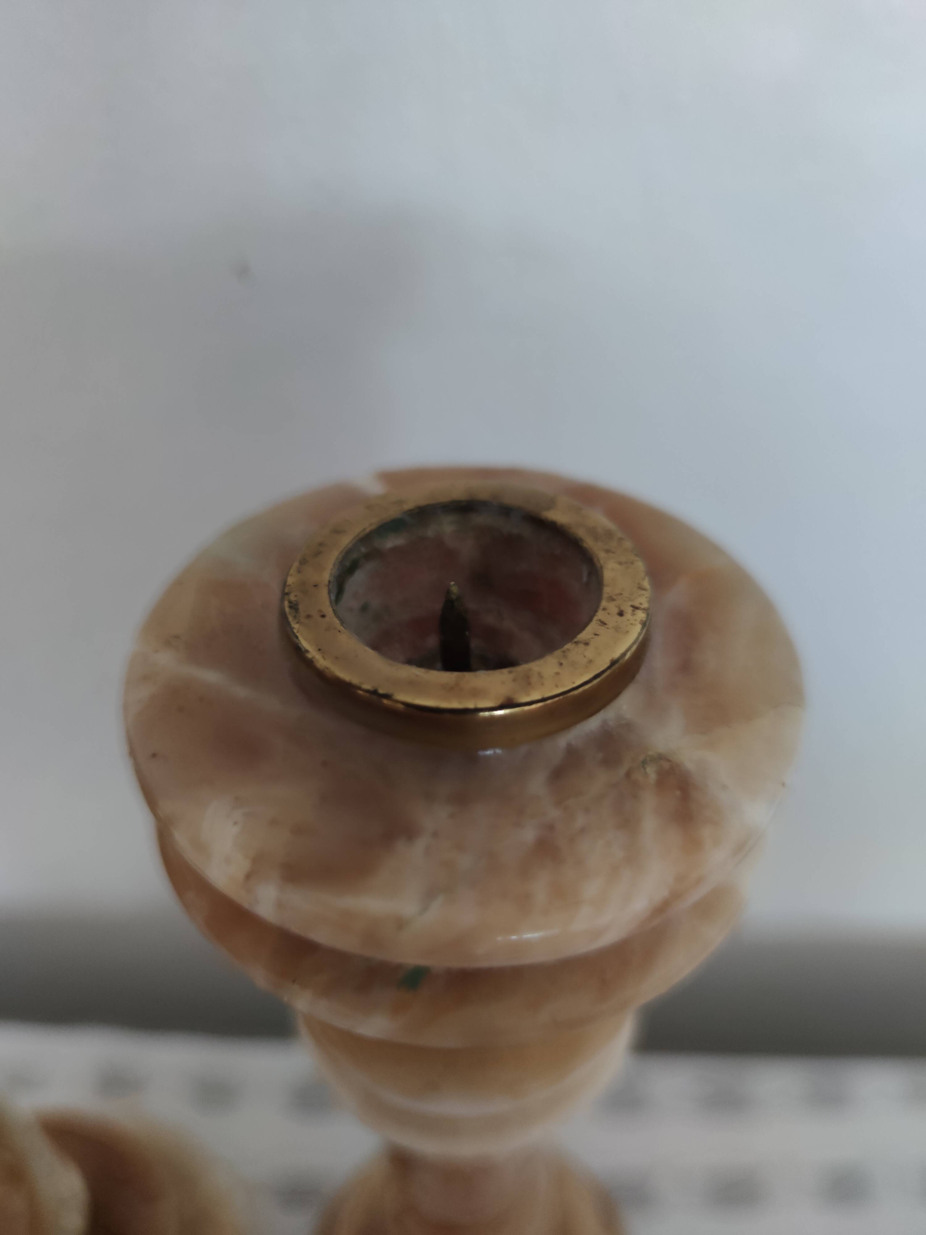 Pair of candlestick candlestick in onyx and brass H28cm TBE
