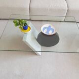 Table basse en verre et marbre, 1970