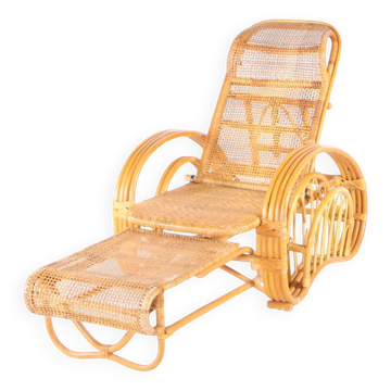 Chaise longue en rotin