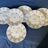 6 vintage octagonal flat plates in floral porcelain, 1960s