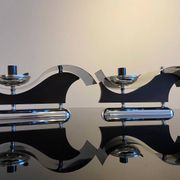 Pair of metal and blown glass wall lights, Italy 1970s, in excellent condition.