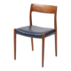 Model 77 Chair in Teak and blue leather by Niels Otto Møller